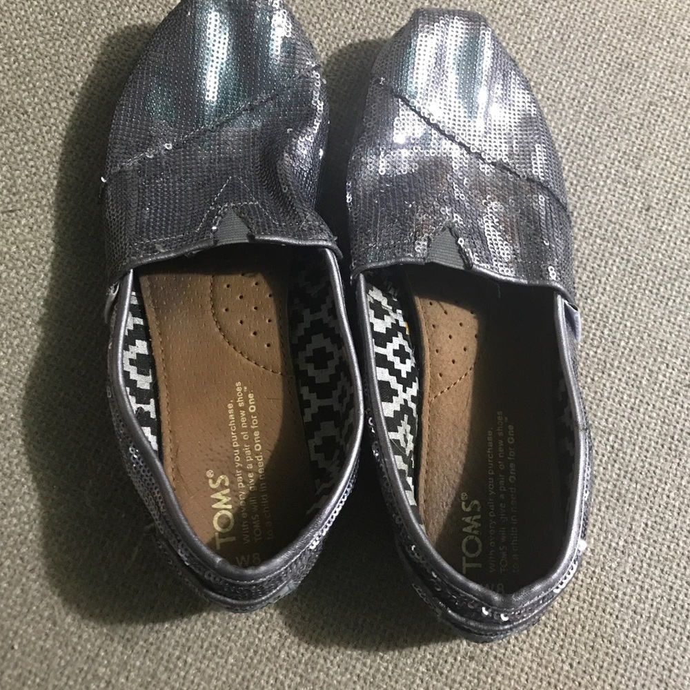 Grey Sparkley Toms